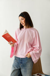 Wide Sleeve T-shirt in pink