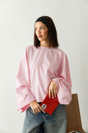 Wide Sleeve T-shirt in pink