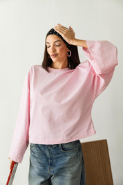 Wide Sleeve T-shirt in pink
