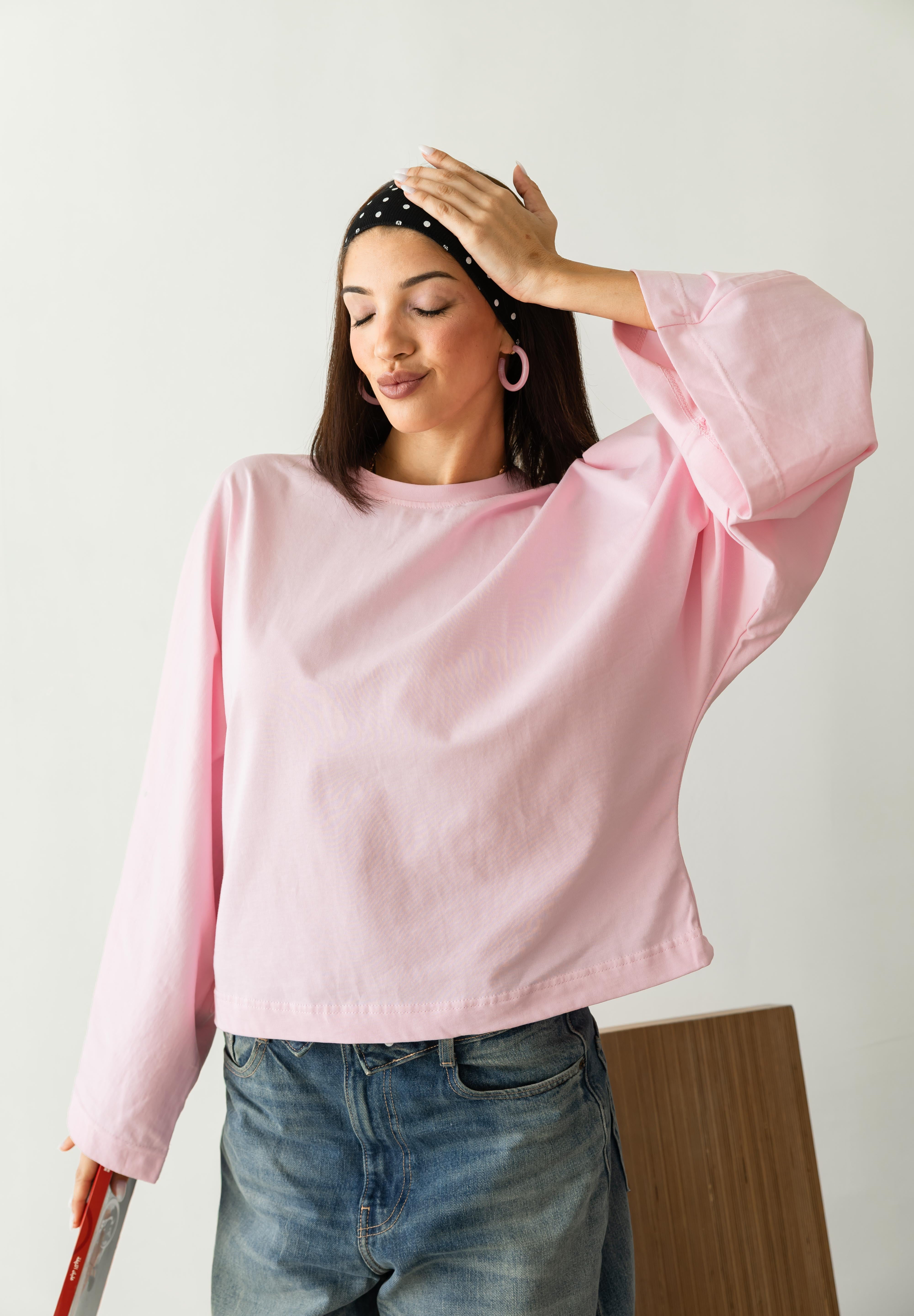 Wide Sleeve T-shirt in pink