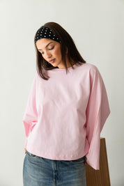 Wide Sleeve T-shirt in pink