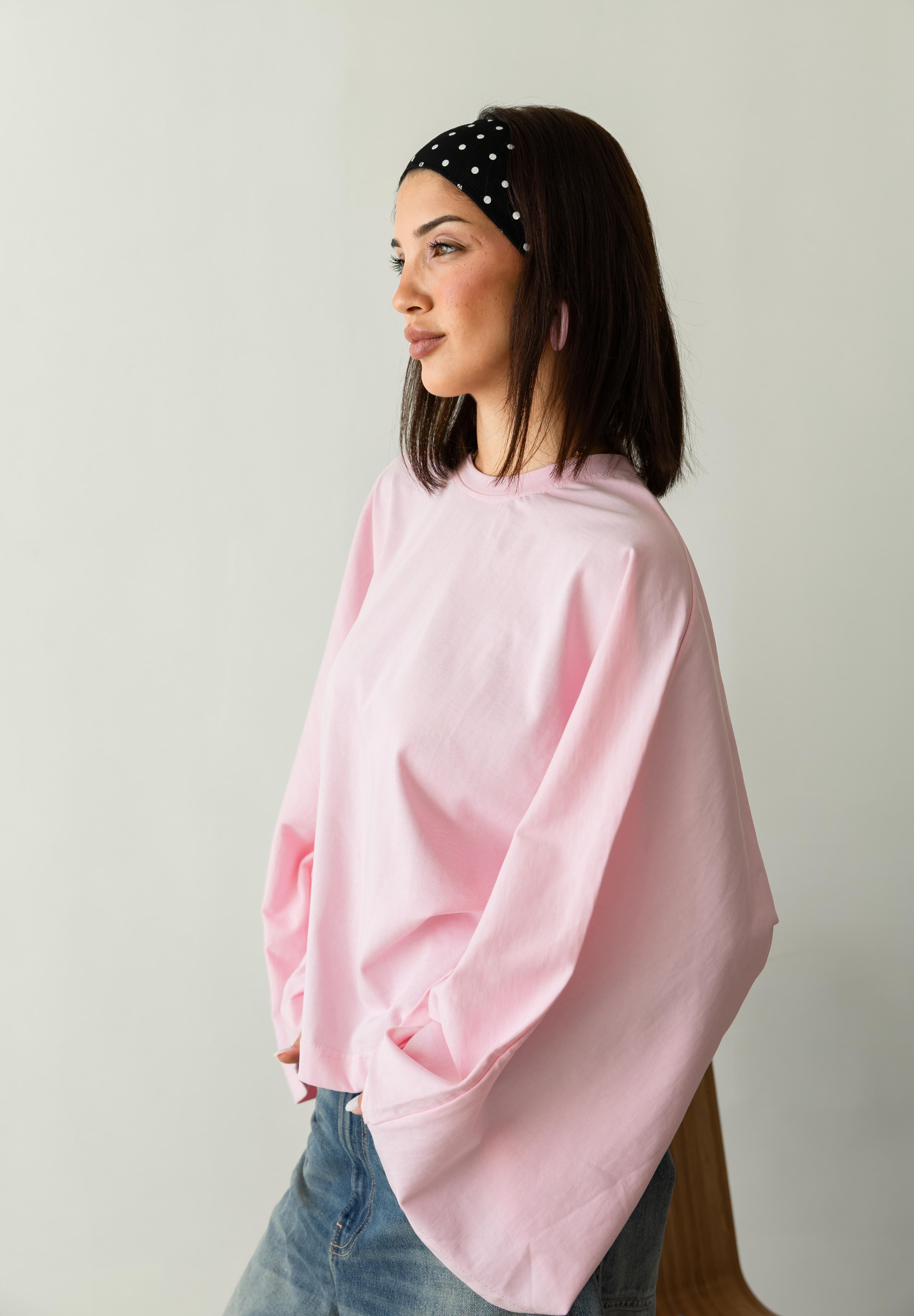 Wide Sleeve T-shirt in pink