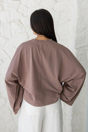Wide Sleeve T-shirt in Coffee