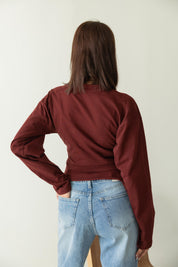 long sleeve ruched T-shirt In Wine