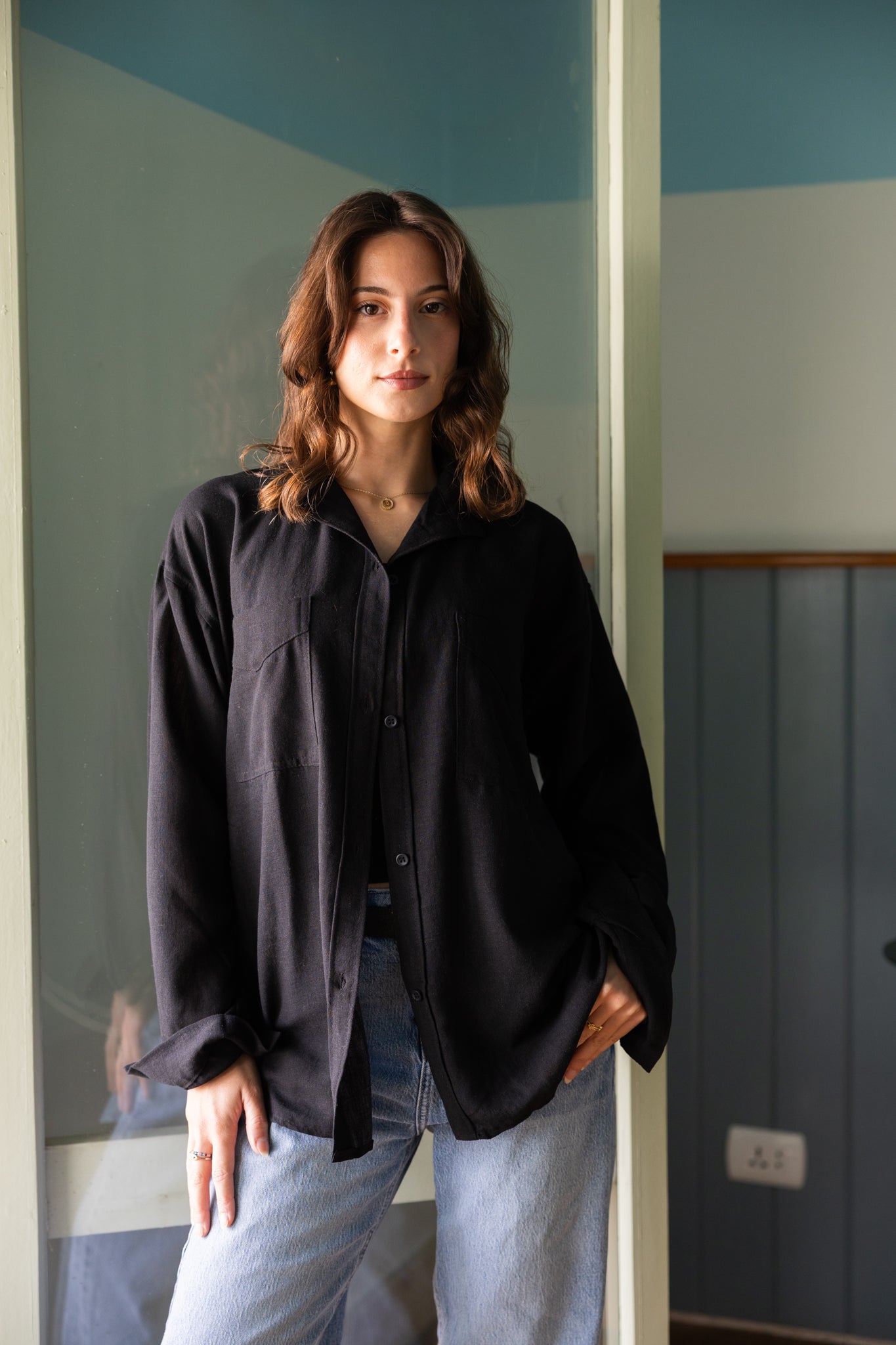 Basic Linen Shirt In Black