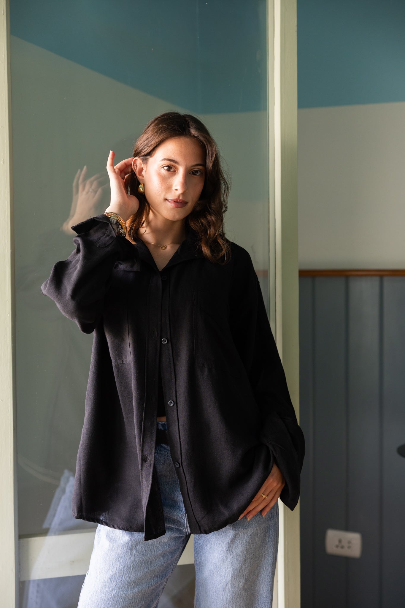 Basic Linen Shirt In Black