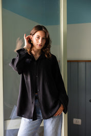 Basic Linen Shirt In Black