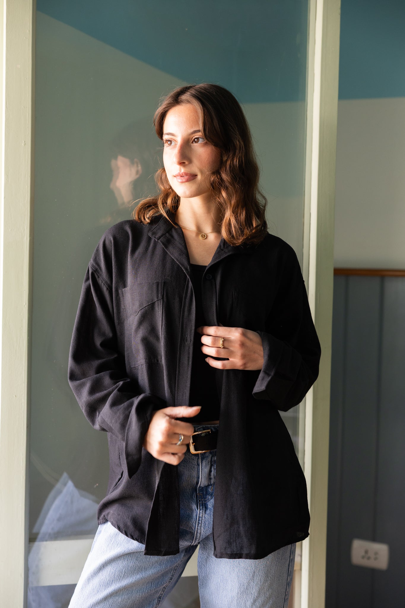 Basic Linen Shirt In Black