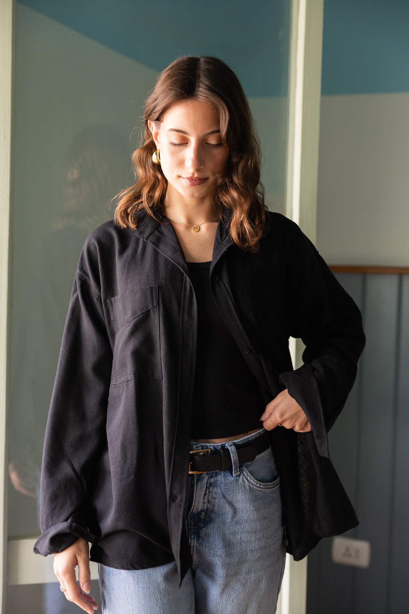 Basic Linen Shirt In Black