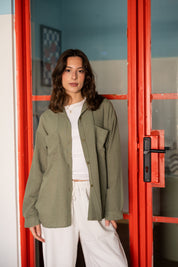 Basic Linen Shirt In Olive