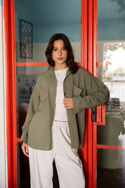 Basic Linen Shirt In Olive