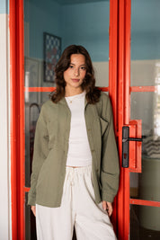 Basic Linen Shirt In Olive