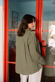Basic Linen Shirt In Olive