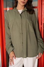 Basic Linen Shirt In Olive