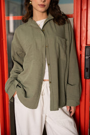 Basic Linen Shirt In Olive