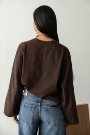 Wide Sleeve T-shirt in brown