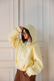 Hidden Heart Hoodie In Butter Yellow