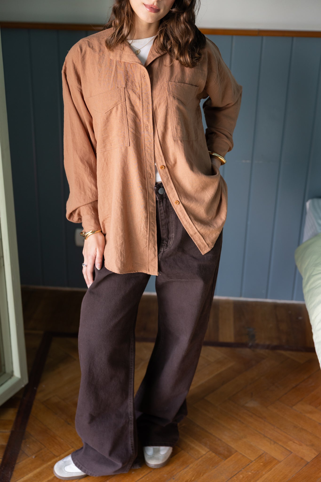 Basic Linen Shirt In caramel