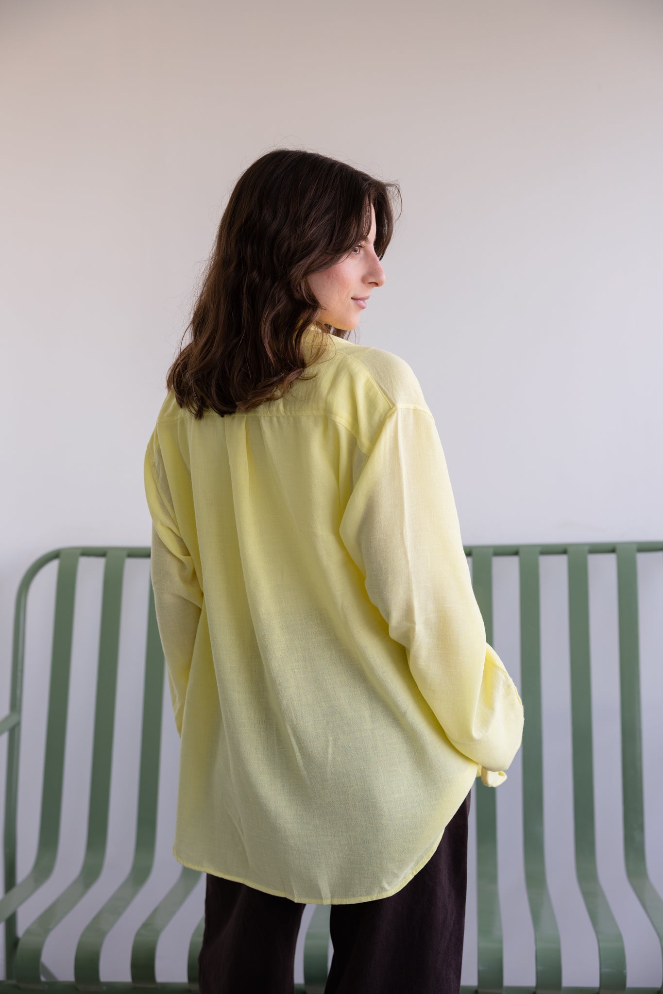 Oversized Linen Shirt in butter yellow