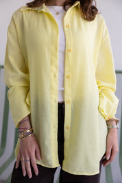 Oversized Linen Shirt in butter yellow