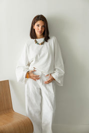 Wide Sleeve T-shirt in off white