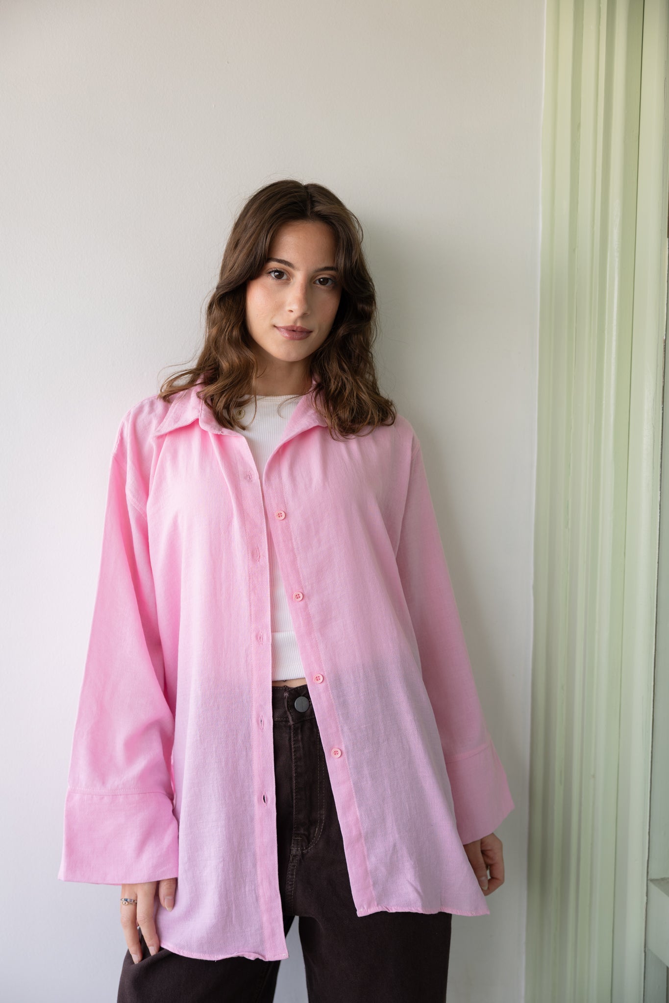 Oversized Linen Shirt In Pink