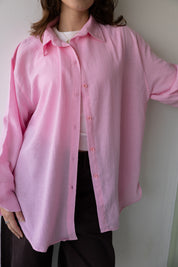 Oversized Linen Shirt In Pink