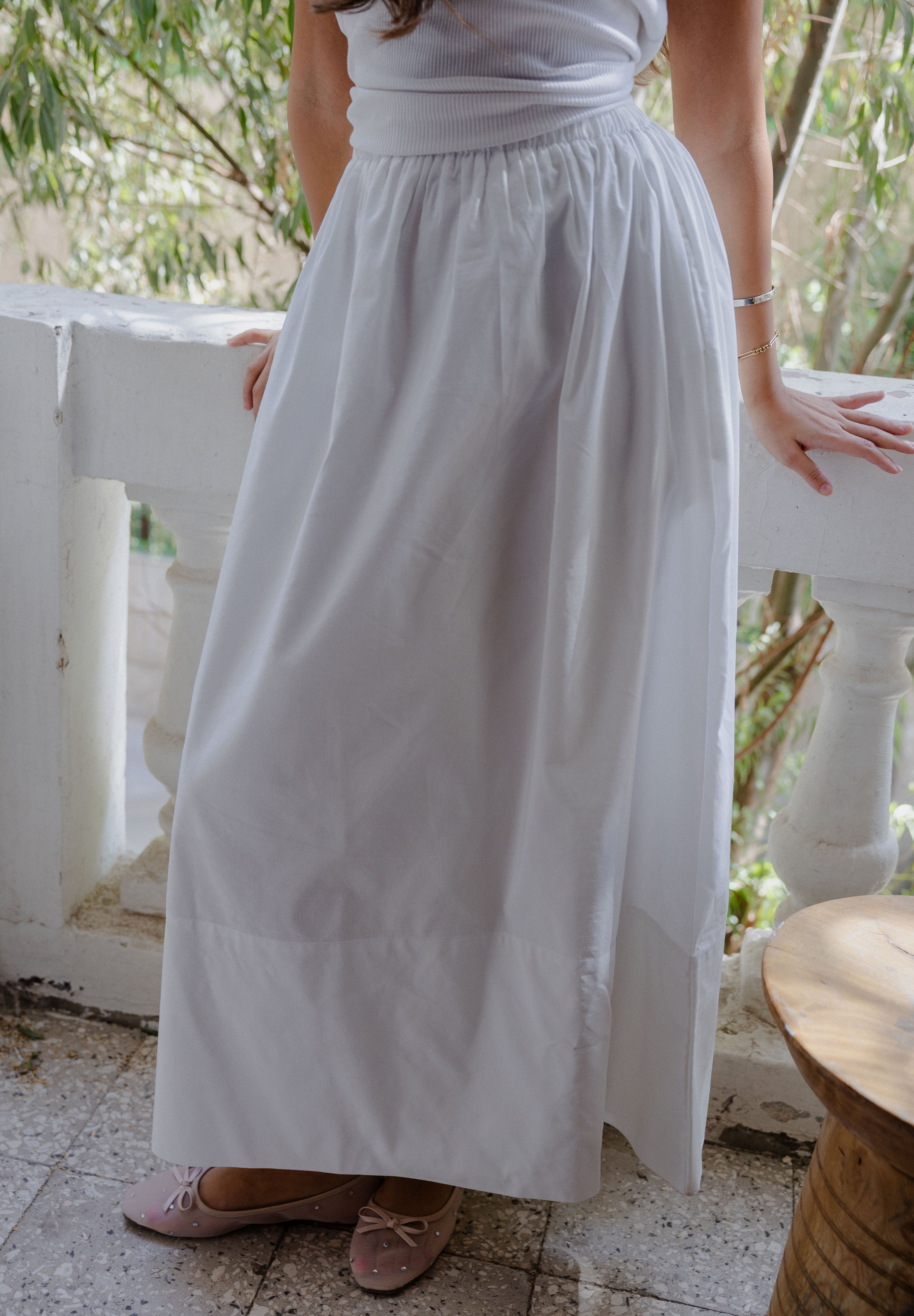 poplin skirt In White
