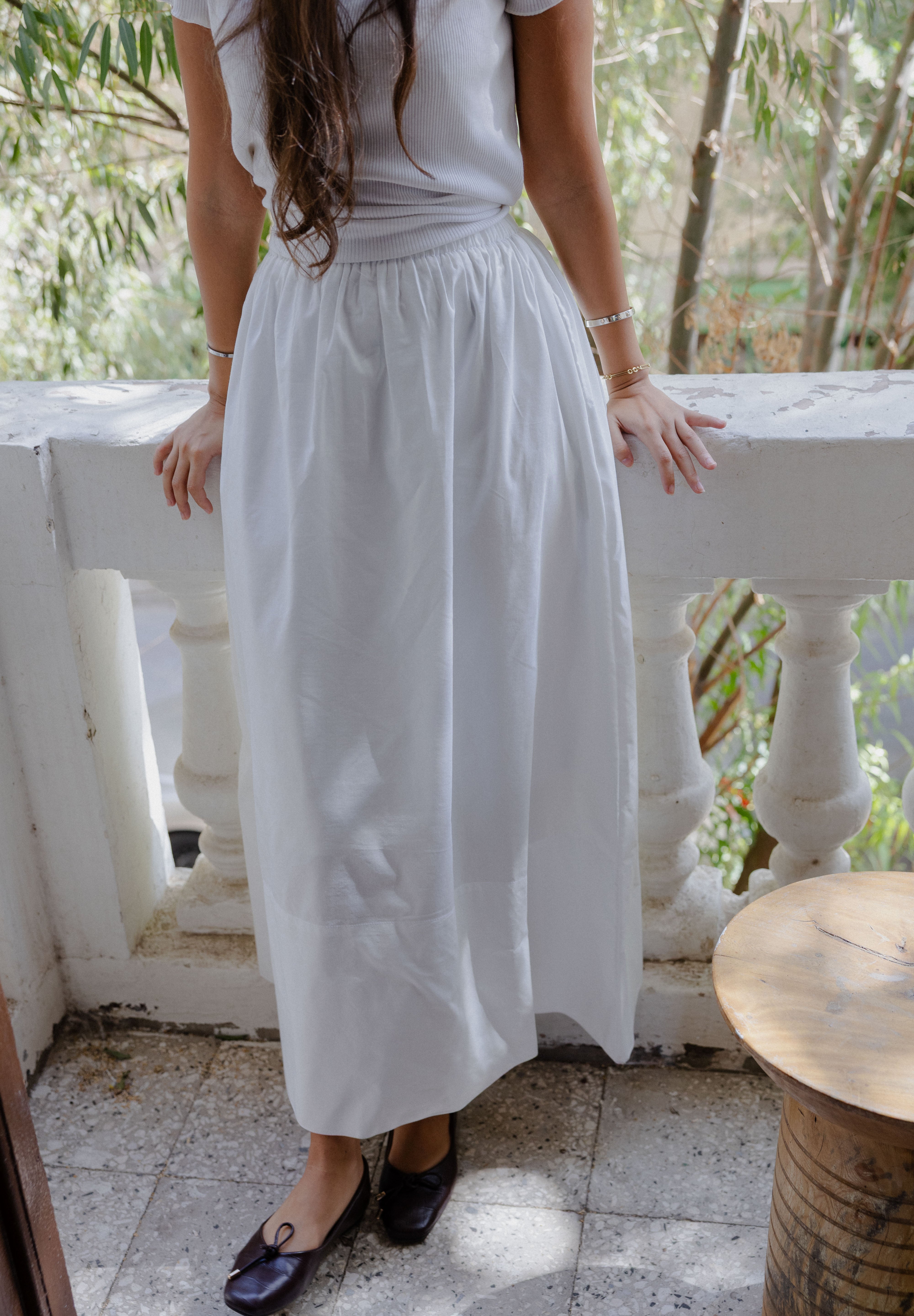 poplin skirt In White