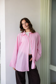 Oversized Linen Shirt In Pink