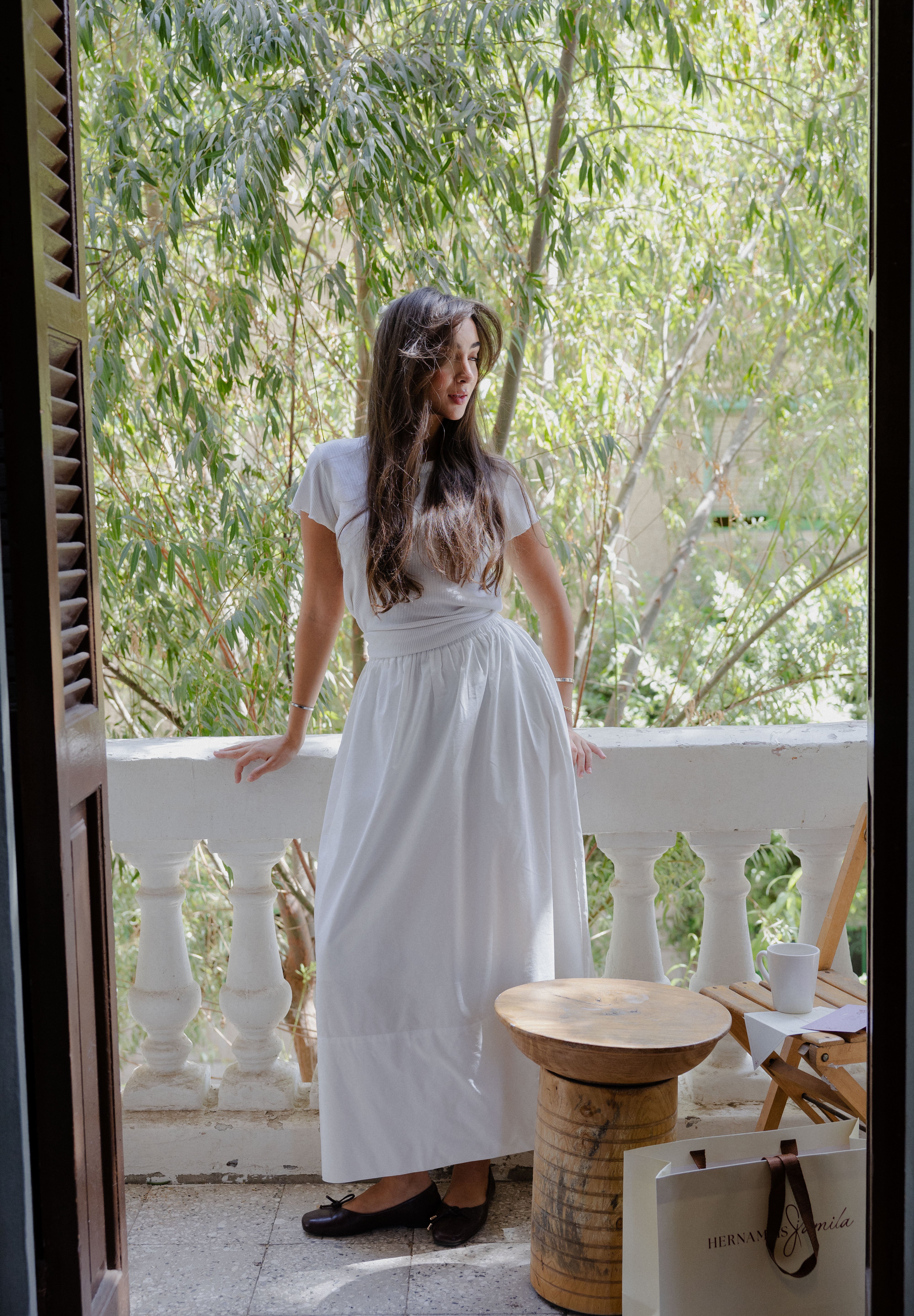 poplin skirt In White