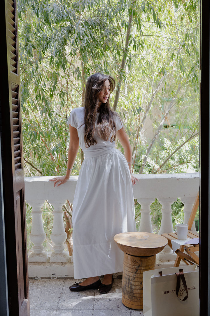 poplin skirt In White