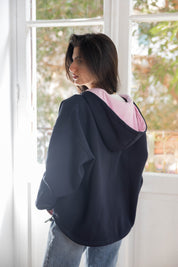 Hidden Heart Hoodie In Dark Blue