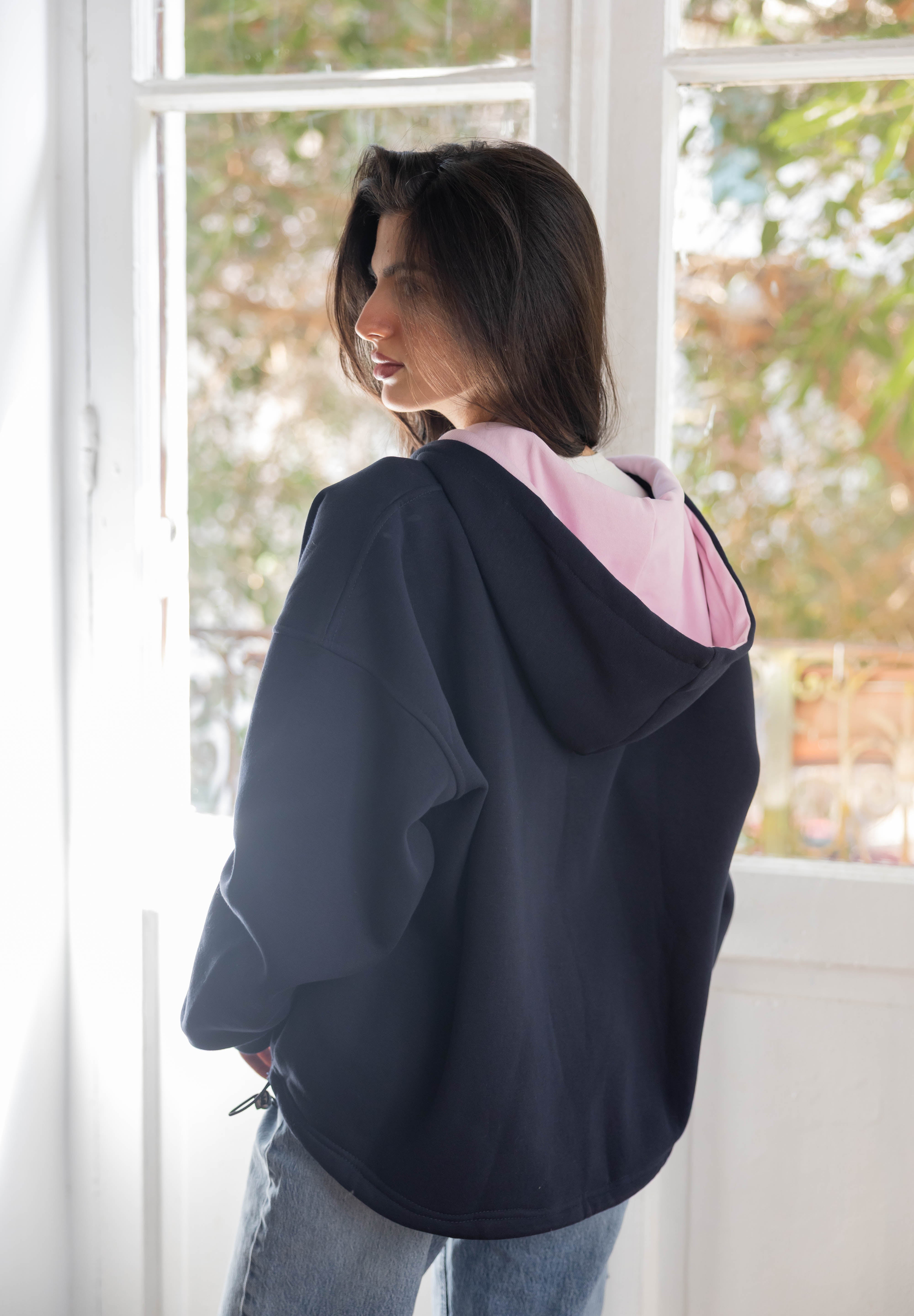 Hidden Heart Hoodie In Dark Blue