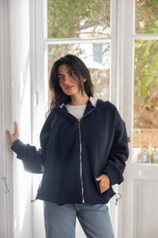 Hidden Heart Hoodie In Dark Blue