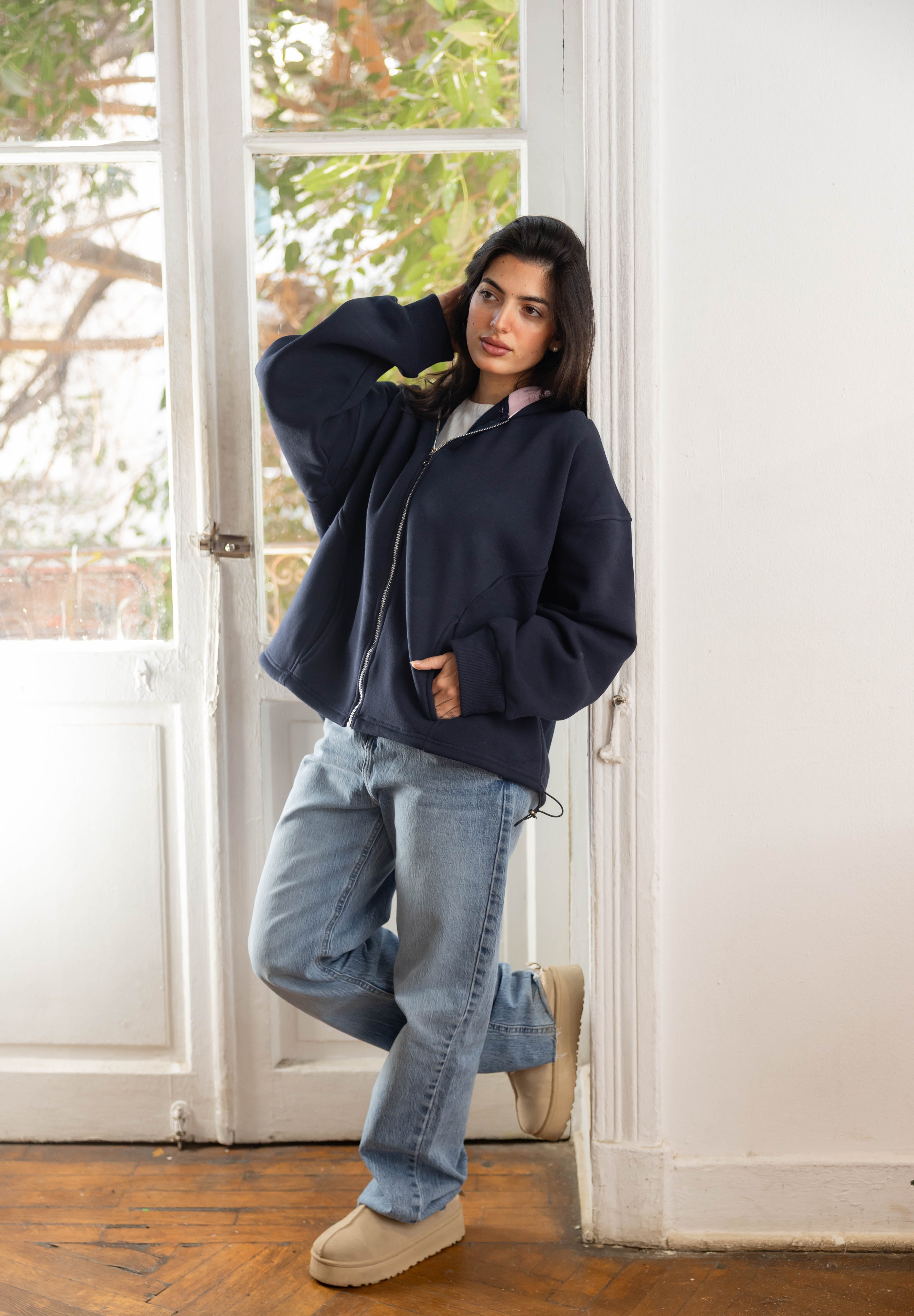 Hidden Heart Hoodie In Dark Blue