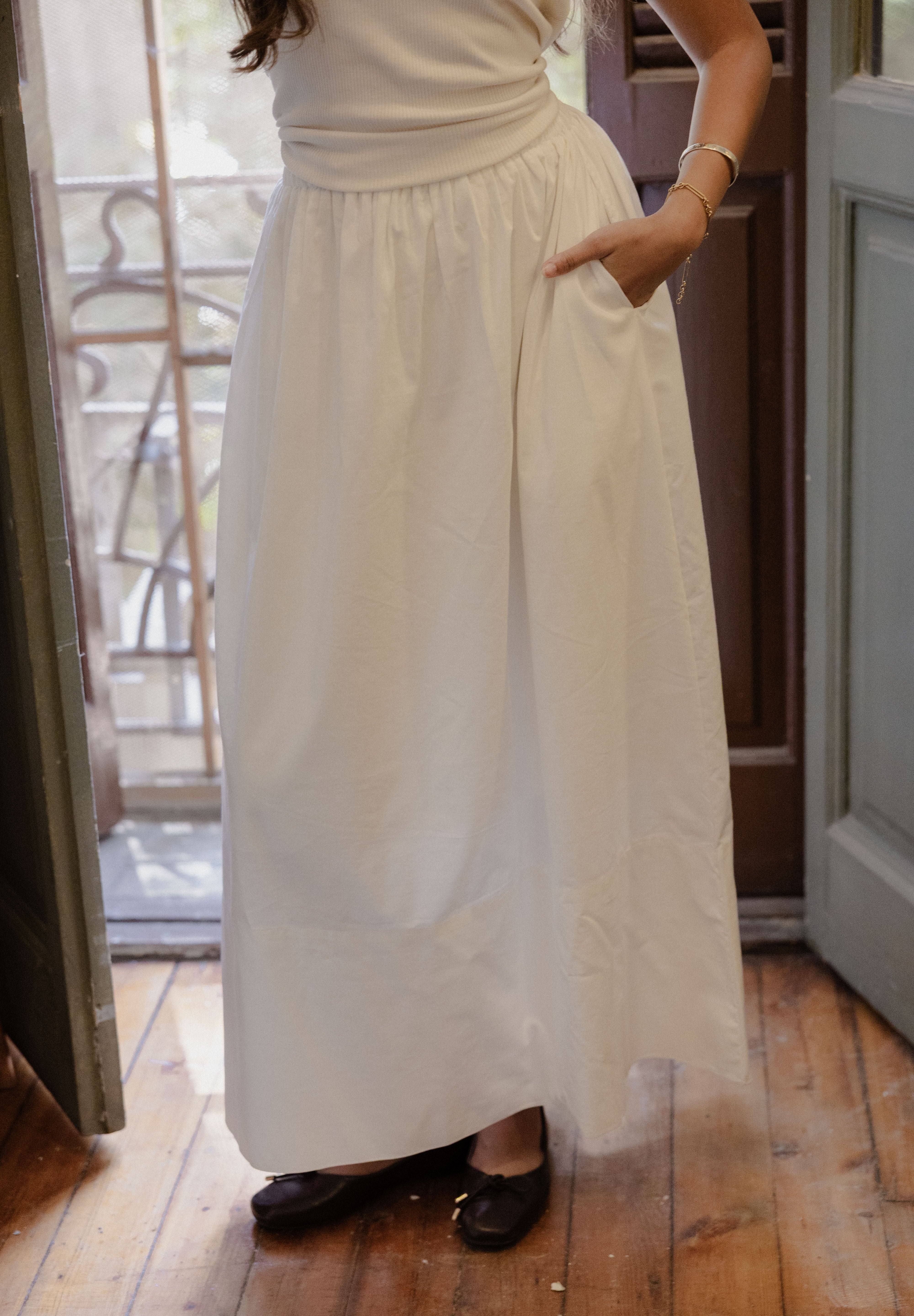 poplin skirt In White