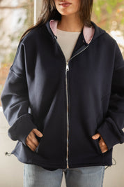 Hidden Heart Hoodie In Dark Blue