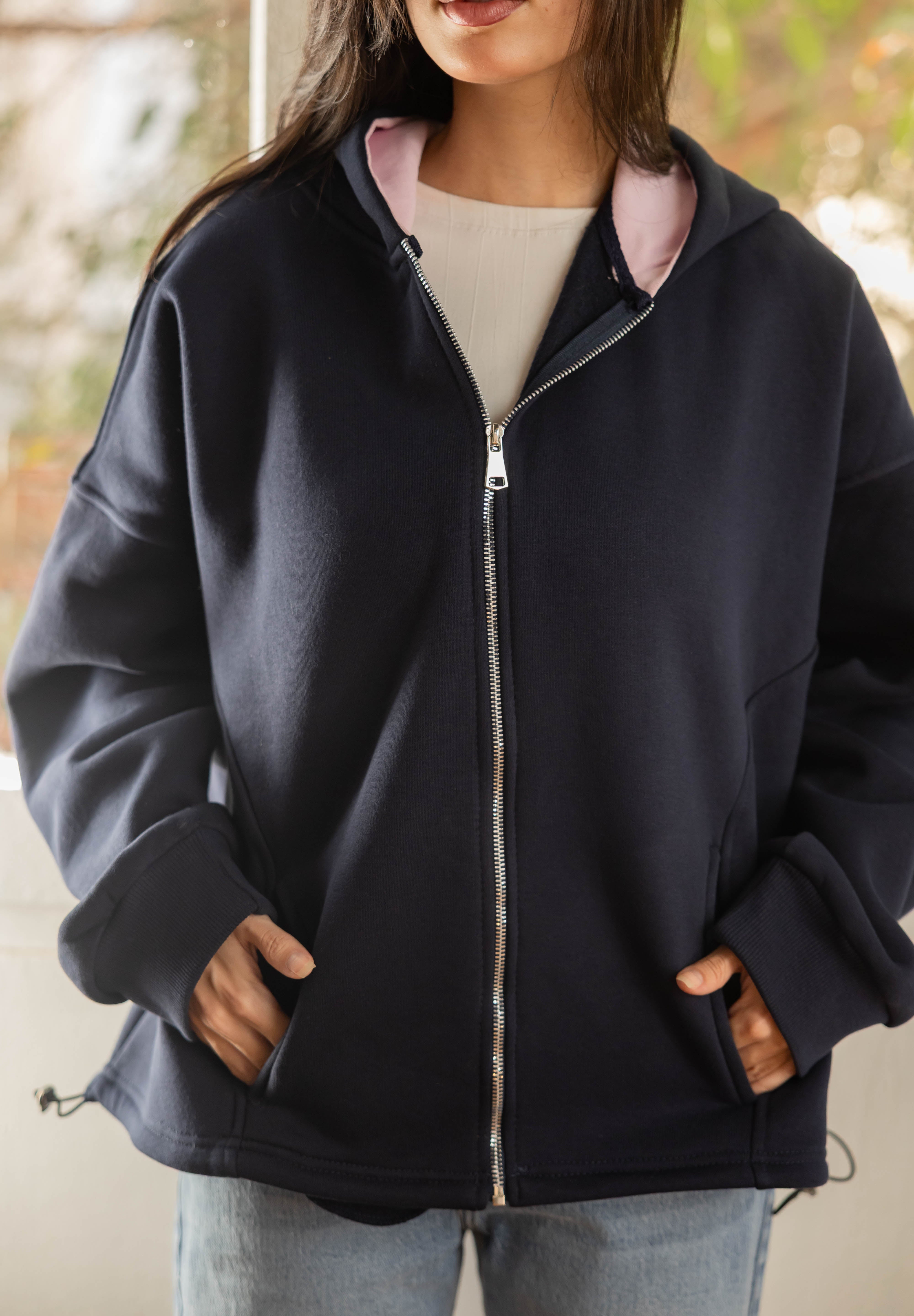 Hidden Heart Hoodie In Dark Blue