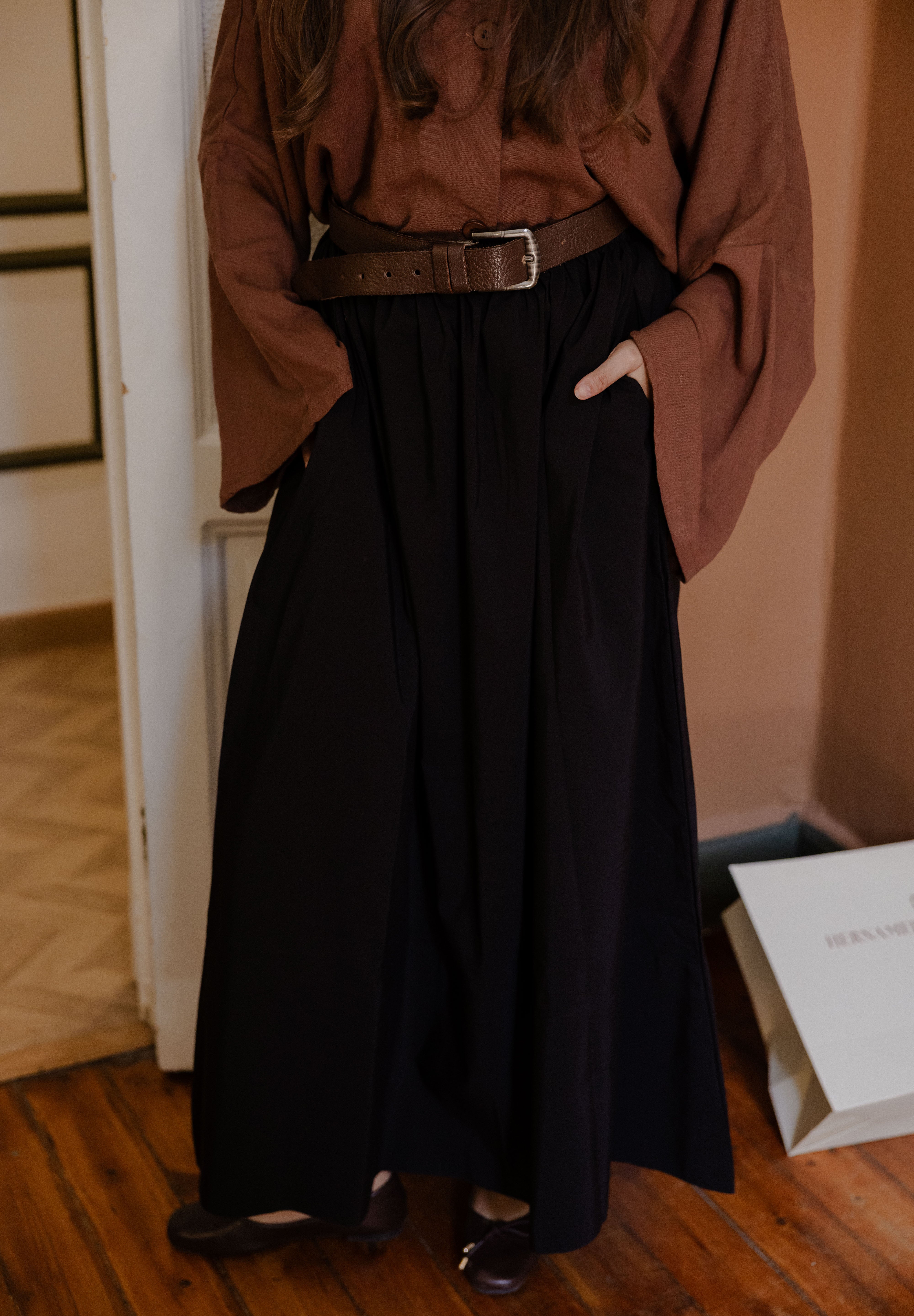 poplin skirt In Black
