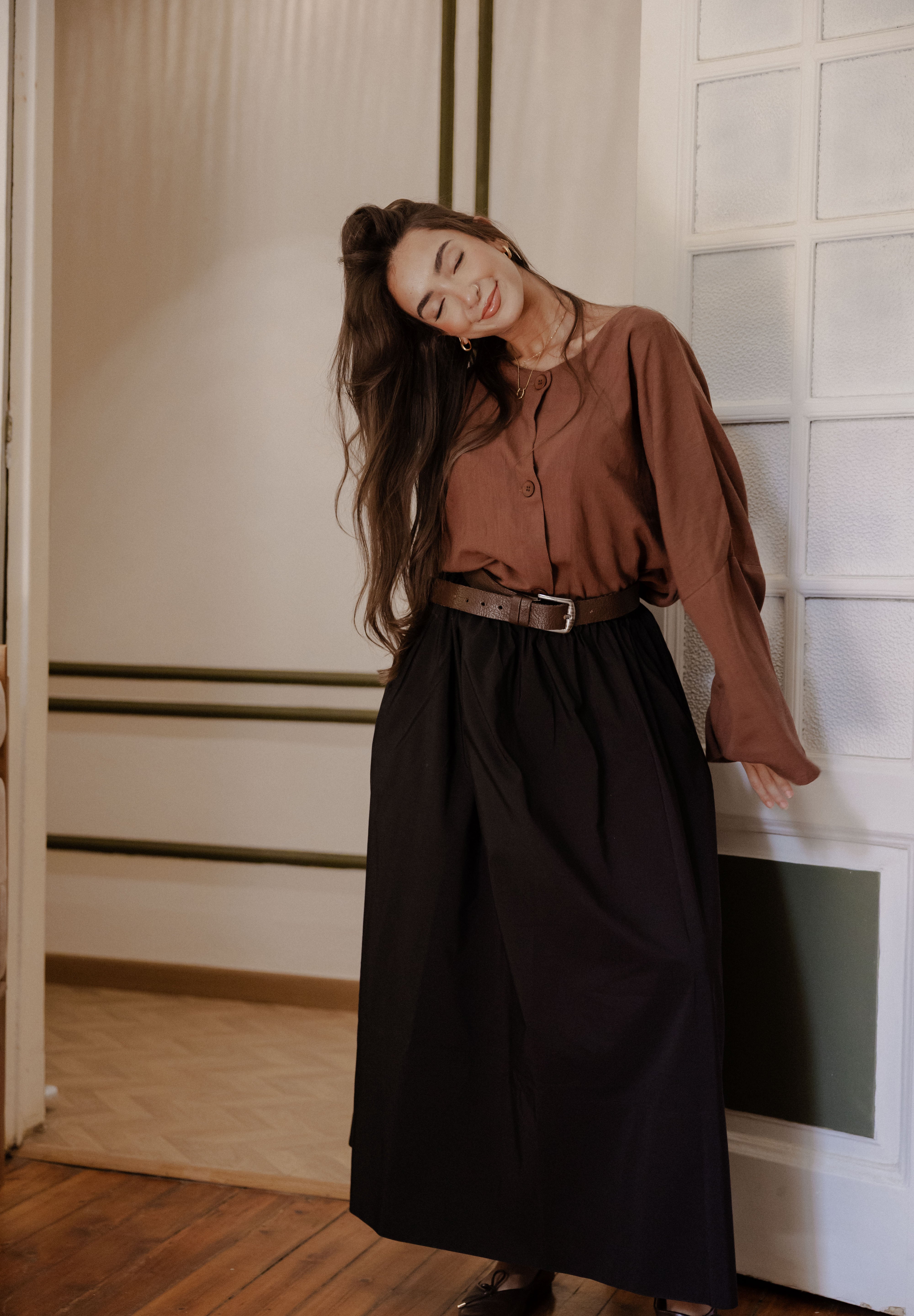 poplin skirt In Black