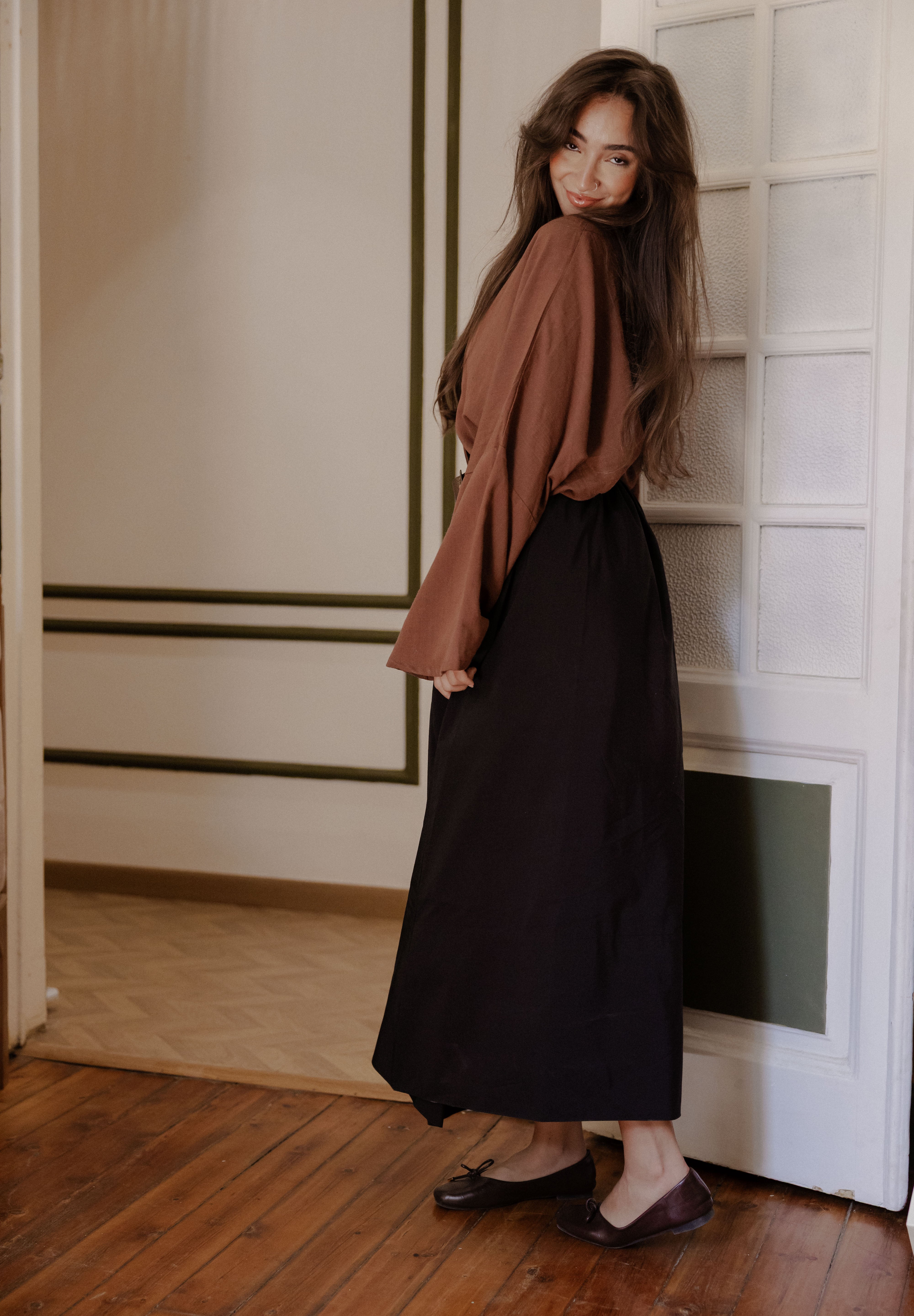 poplin skirt In Black