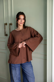 Her Way Linen Shirt In Brown