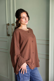 Her Way Linen Shirt In Brown