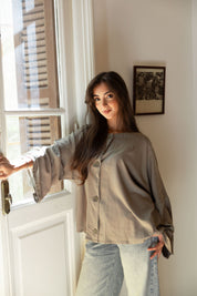 Her Way Linen Shirt In Sage