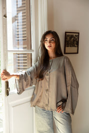 Her Way Linen Shirt In Sage