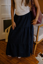 Bloomed in Blue Denim Skirt