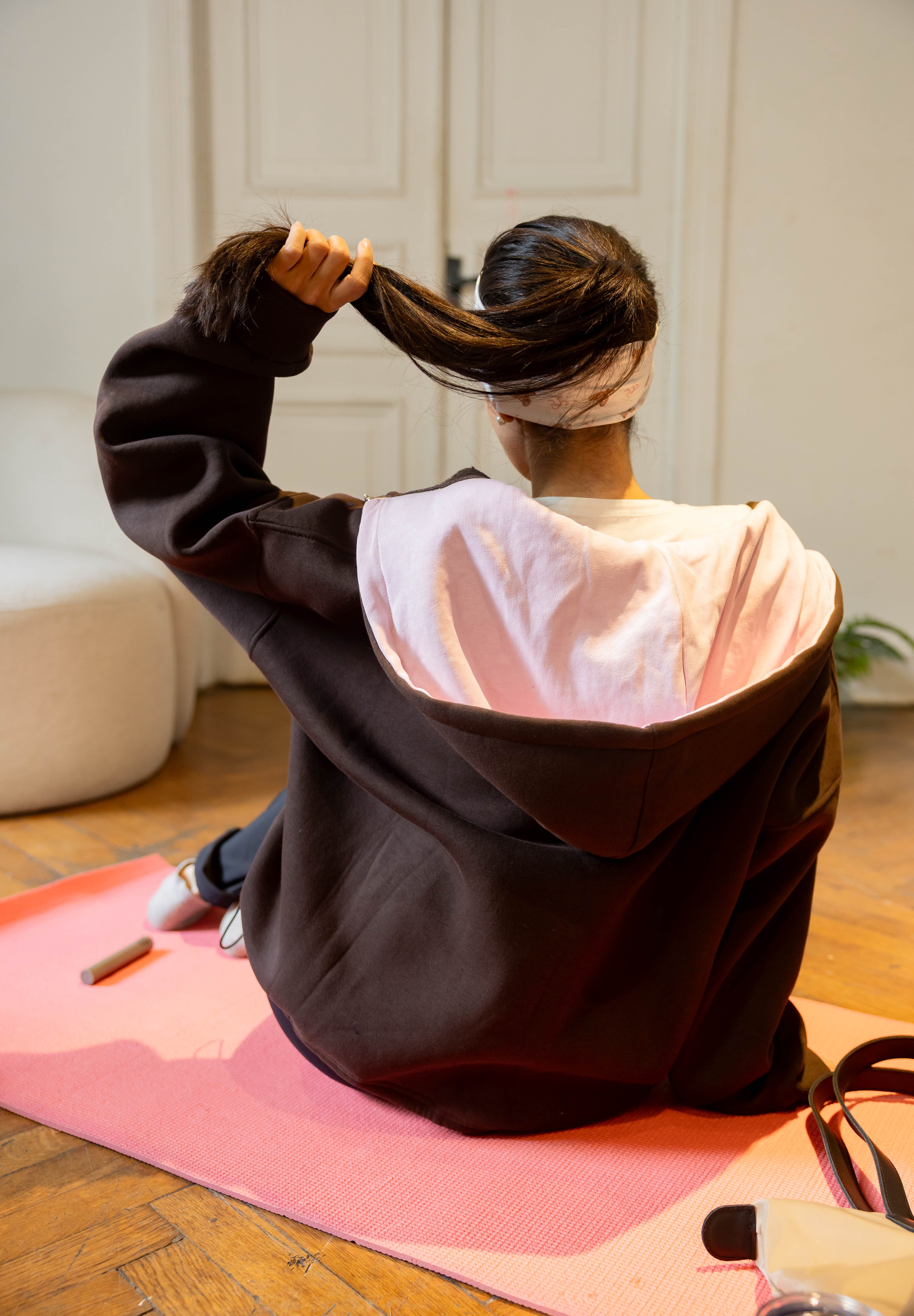 Hidden Heart Hoodie In Dark Brown