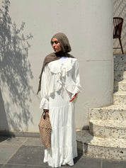 Off White Ruffle Blouse