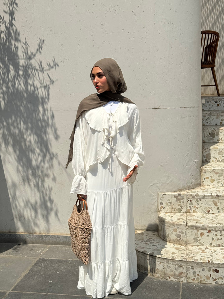 Off White Ruffle Blouse